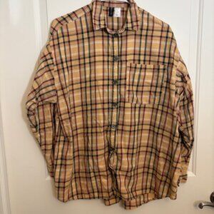 Multicolor Plaid Button-Down Shirt – Casual Long Sleeve